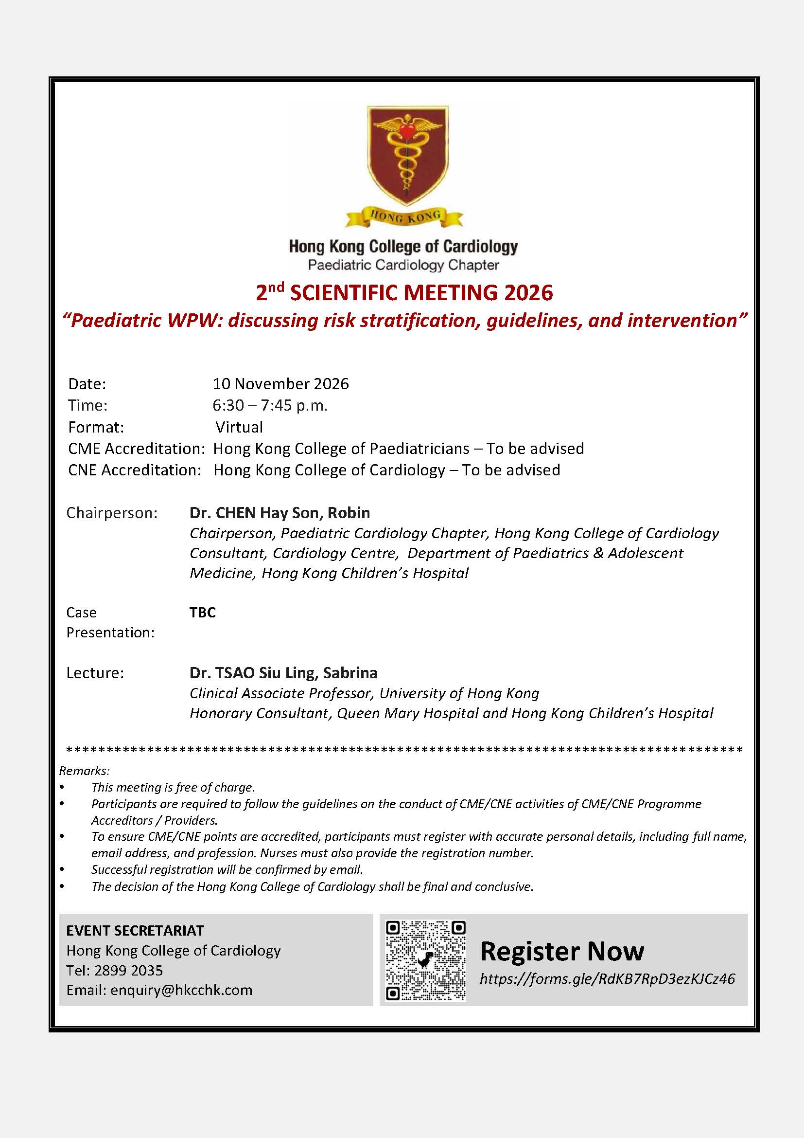 Paediatric Cardiology Chapter - 2nd Scientific Meeting 2026