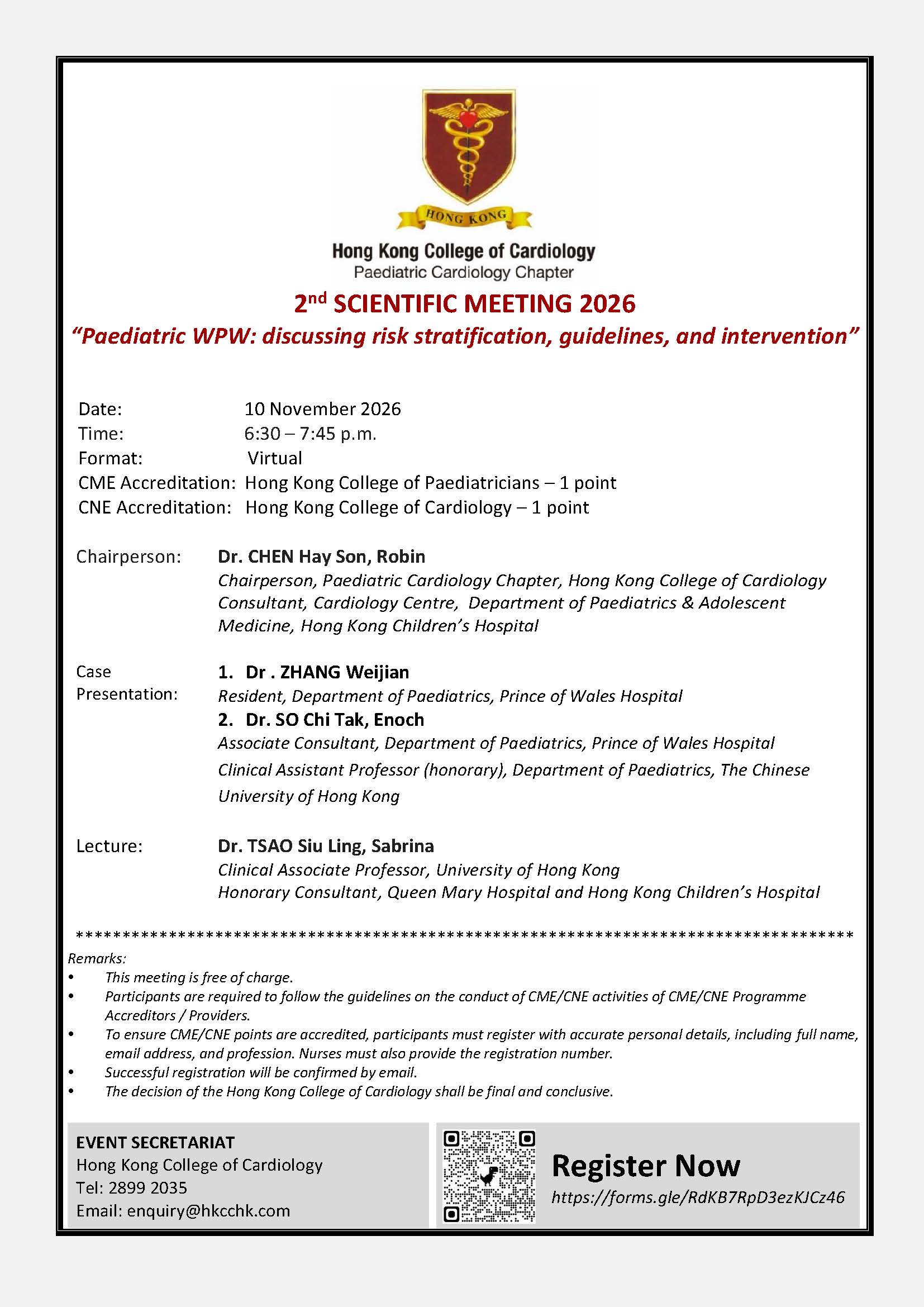 Paediatric Cardiology Chapter - 2nd Scientific Meeting 2026
